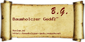 Baumholczer Gedő névjegykártya
